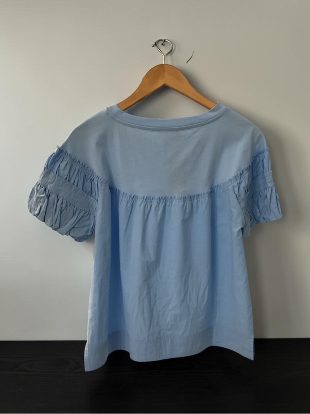 Blue Woven Ruffle-Sleeve Women's Top - Picture 2 of 3